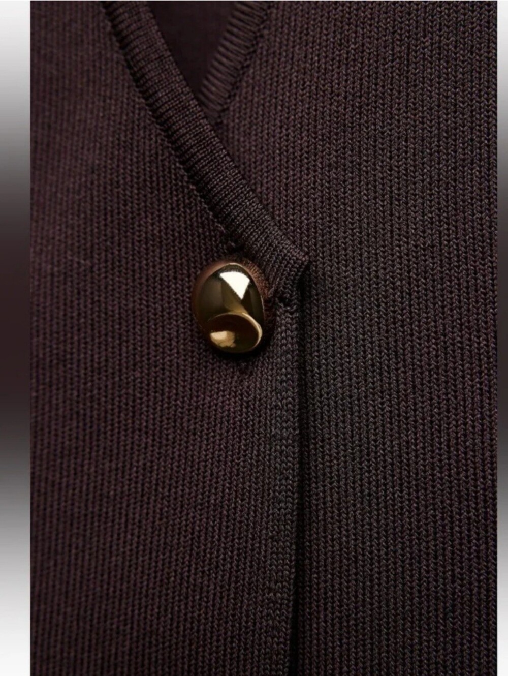Zara NWT Basic Knit Gold Button Top Browm Size M - Picture 5 of 16